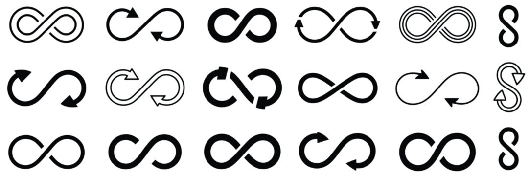 Infinity Symbol Loop, versatile design symbol illustrating eternal and continuous repetition, abstract endless cycle, infinite pattern, limitless concept, mathematical and philosophical ideas, vector 