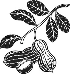 Peanut icon black silhouette vector flat illustration design.