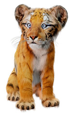 3D Rendering Tiger Cub on White © photosvac