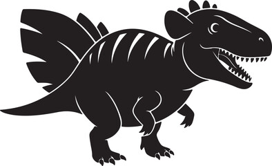 Obraz premium Vector illustration of dinosaur silhouette including Stegosaurus, Brontosaurus, Velociraptor, Triceratops, Tyrannosaurus 