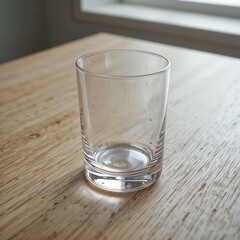 A subtle white moisture ring left by a glass on a smooth light oak desk