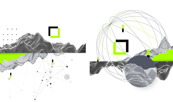 Abstract art wireframe background. Modern science or technology art elements. Surface illustration. Vector.