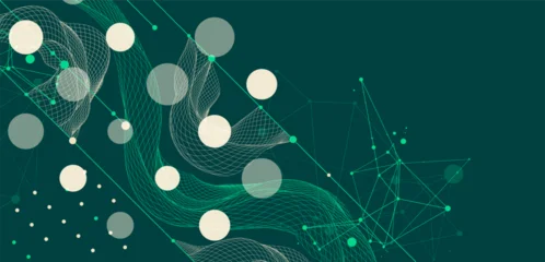 Fotobehang Restaurant The abstract wave is made in a frame style. Template for science and technology presentation.  © Alex