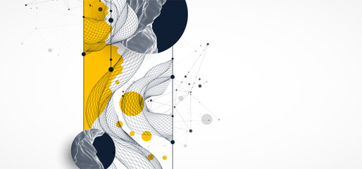 Abstract wireframe background. Modern science art elements. Surface illustration. © Alex