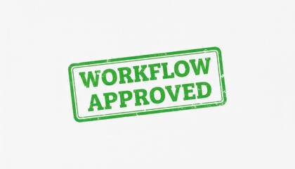 Green Workflow Approved Stamp on White Background for Business and Office Use
