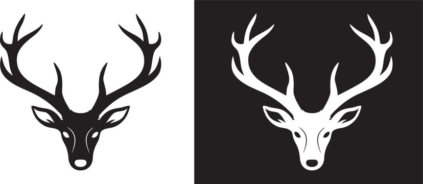 Deer head silhouette, Deer vector collection, deer logo illustration on a white background