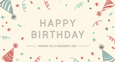 Vibrant Happy Birthday celebration with colorful party decorations © Azrha