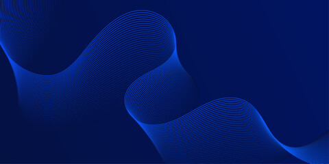 Abstract background with waves for banner. Web banner size. Vector background with lines. Element for design isolated on dark blue.