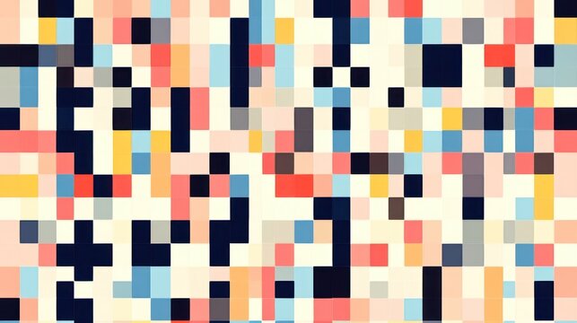 Abstract pixel art background with colorful squares.