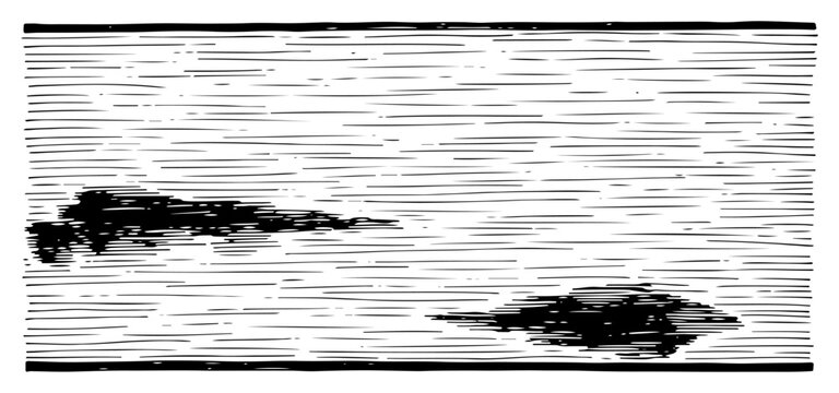 Abstract vintage etching background with horizontal hatching lines and ink blots