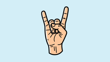 Obraz premium Hand gesture with index and pinky fingers raised in a rock on or horn sign represents music, rebellion, and youthful energy.
