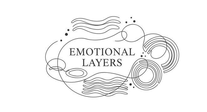 Emotional layers concept with swirling lines and dots, vector illustration for poster or social media overlay