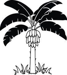 Black Banana Plant Outline