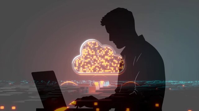 cloud computer typing working 