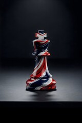 Glossy Patriotic Chess Rook in Red White Blue Swirl