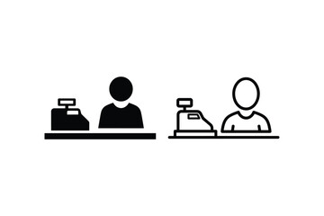 Fototapeta premium Customer service counter flat vector icon