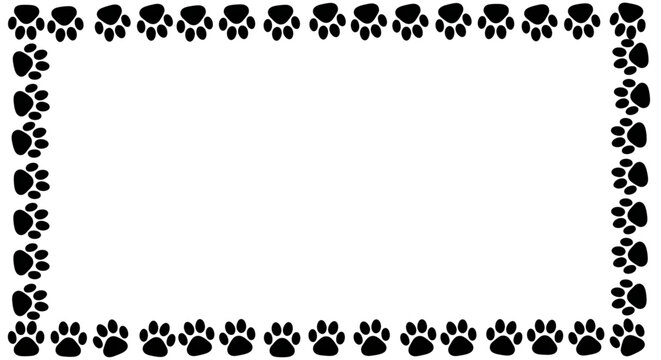 Black paw print border frame on for photo or text easter