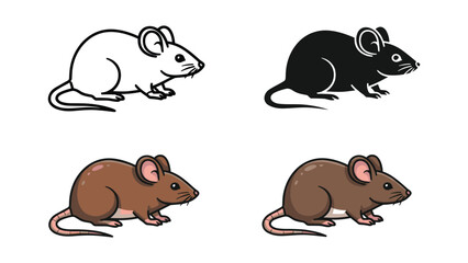 Four distinct mouse icons: outline, black silhouette, brown and dark brown.