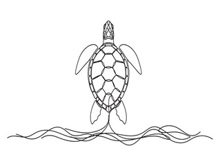 A sea turtle swimming in the ocean with seaweed © PNG_Vector Gallery