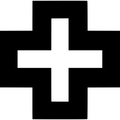 Obraz premium Medical Symbol: A stark, minimalist representation of a medical cross, standing as a universal symbol of care and aid, embodying health and safety.