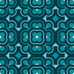 Fototapeta premium Retro Geometric Pattern Design with Teal and Dark Blue Elements