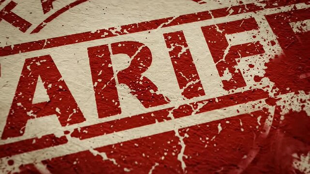 Red Grunge Tariff Stamp - This video features a red "TARIFF" stamp with a grunge effect, suggesting a sense of urgency or impact.