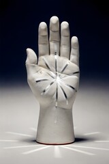 Minimal Hand Sculpture with Starburst Palm Reflection