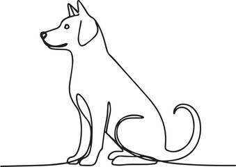 Obraz premium Simple line art illustration of a seated dog looking to the left