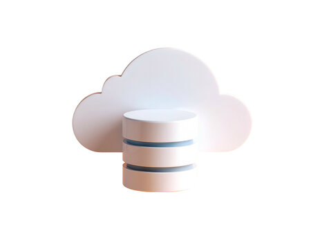 3D cloud shape behind cylinder database icon