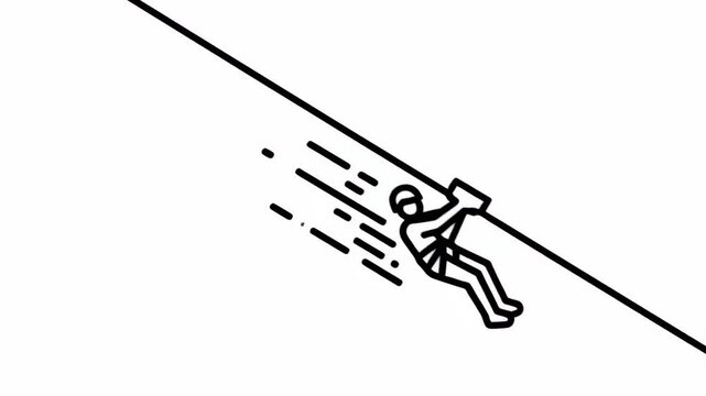 Animated Icon Sequence Depicting Rock Climbing and Rappelling: Vector Illustration