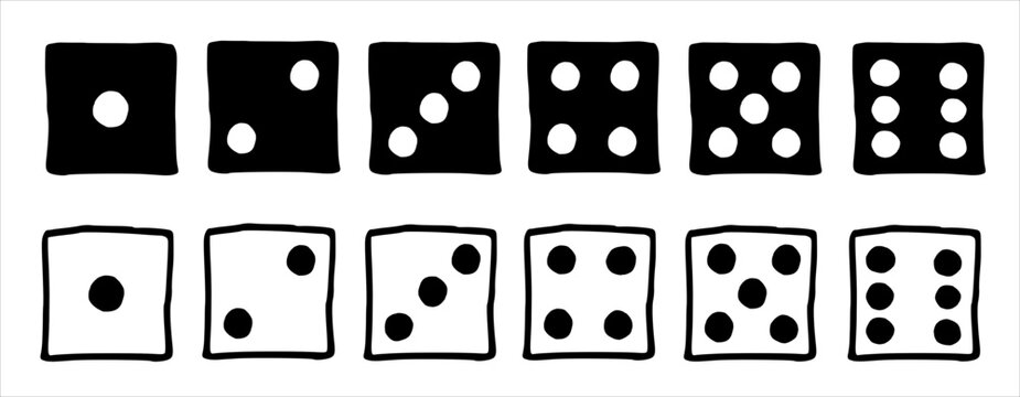 dice die game game chance black white doodle vector