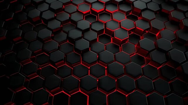 Black and red honeycomb pattern background.