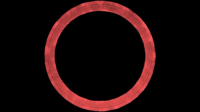 Red thick circular frame with industrial metal texture and weathered paint effect on transparent background for creative branding and digital design elements