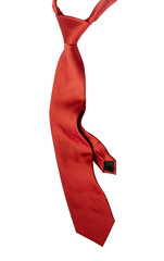 Elegant red classic tie, isolated on a white background.