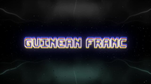 Guinean Franc Neon text with retro background