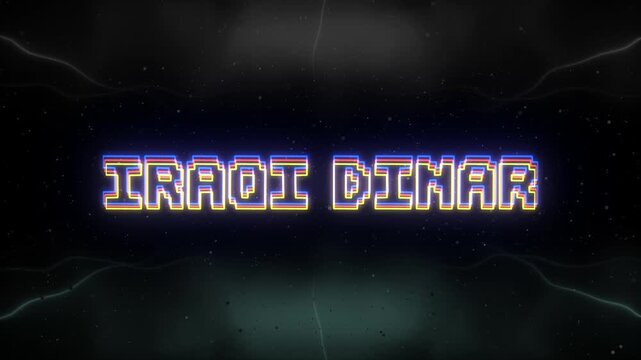 Iraqi Dinar Neon text with retro background