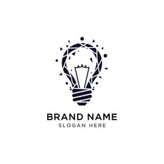 Black Light Bulb Logo Design Template.