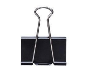 Black paper clip isolated on white background