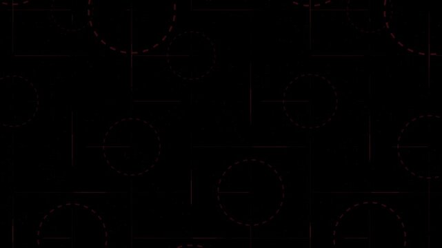 Abstract circles with dashed outlines on a black background creating a modern aesthetic