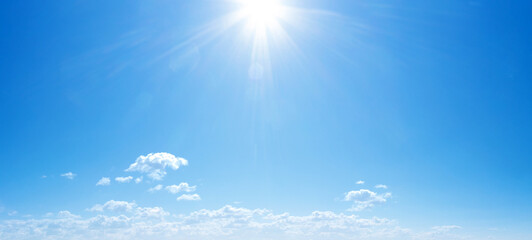 Blue Sky background with tiny Clouds. Panorama background