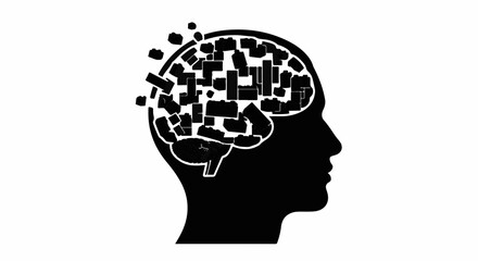 Fototapeta premium Abstract representation of a dissolving mind, symbolizing memory loss or cognitive decline.