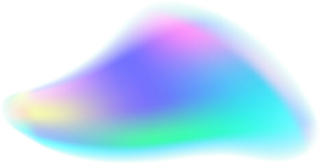 Soft blue fluid shape with glowing aura and pastel waves blended into holographic mesh. Iridescent light texture for trendy modern design. © Chorna_L