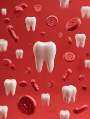Naklejka premium Concept of Dental Emergency Readiness Featuring Tooth and Phone Shapes Illustrating Gum Inflammation Awareness