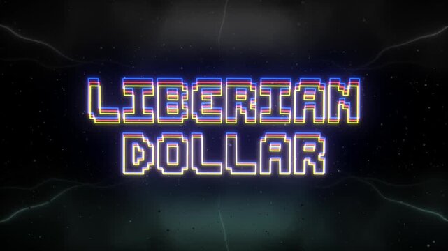 Liberian Dollar Neon text with retro background