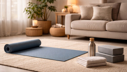 cozy evening living room with tv screen and snacks on coffee table