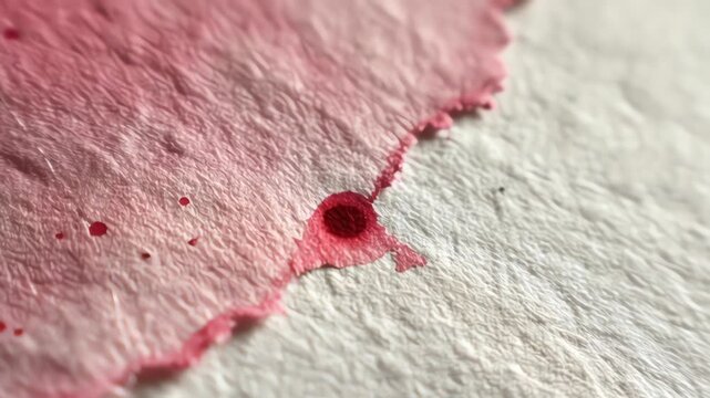 Pink tissue paper with a hole.