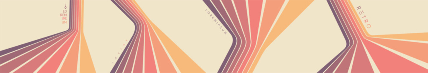 Naklejka na ściany i meble A steep descent or climb on a racing track. A retro 1960s-style background. Colorful lines. Dynamic ribbons. Designed for posters or banners for sports competitions and races. Vector illustration.