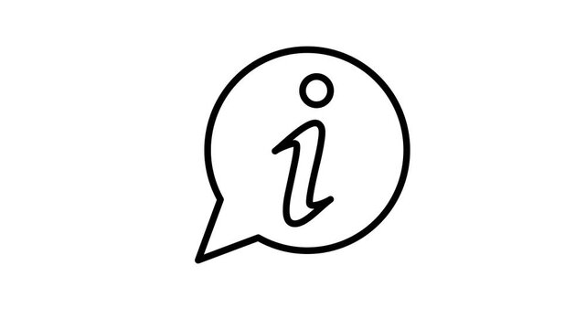 Information or info icon animation video for advice symbol, support sign, help desk, instruction button, guide, help, question, answer, cognition, faq, inform, informative in cyberspace, web, and app