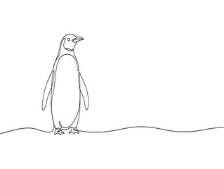 A simple line drawing of a penguin standing on ice © PNG_Vector Gallery