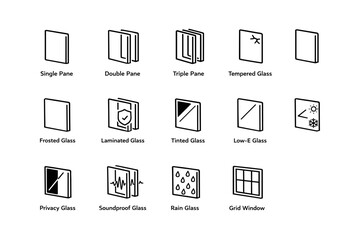 Obraz premium Different types of window glass: single, double, triple, tempered, and more